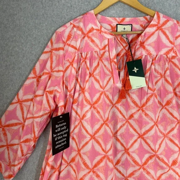 Tuckernuck Bondi Coverup Tunic Beach Top Orange Pink Diamond Dye Size XXL NWT